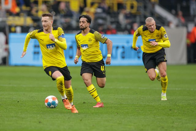 Marco Reus, Immanuel Pherai und Erling Haaland