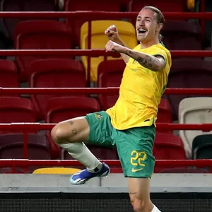 Jackson Irvine bejubelt sein Tor für Australien gegen Neuseeland