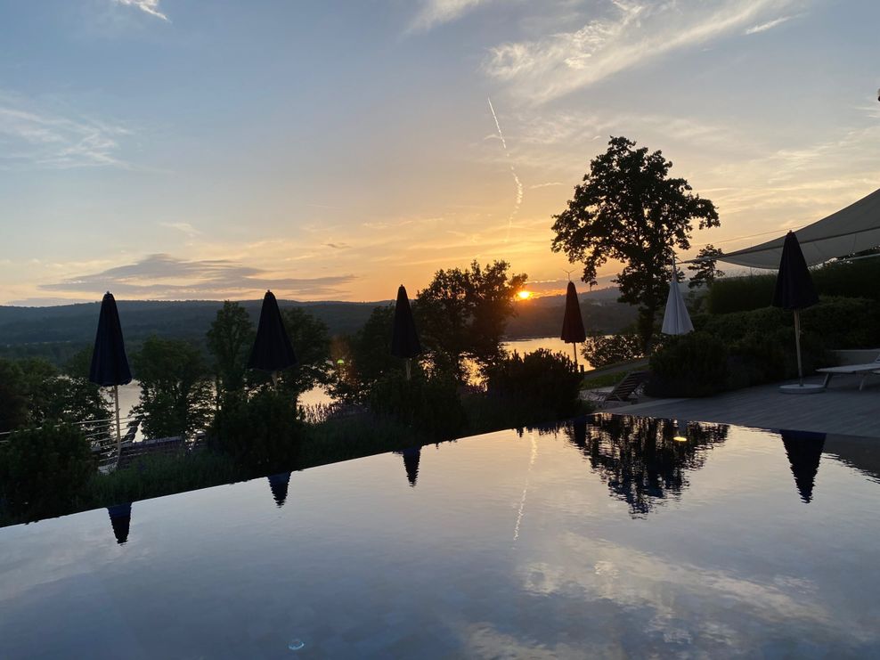 Sonnenuntergang in der Seezeitlodge am Bostalsee