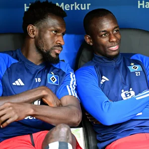 Die HSV-Flügelzange Bakery Jatta und Jean-Luc Dompé