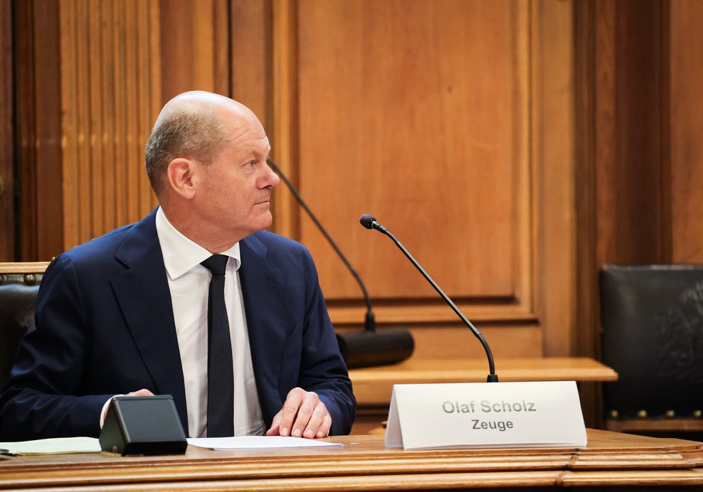 Olaf Scholz (SPD) bei einer Sitzung Sitzung des Parlamentarischen Untersuchungsausschusses „Cum-Ex“
