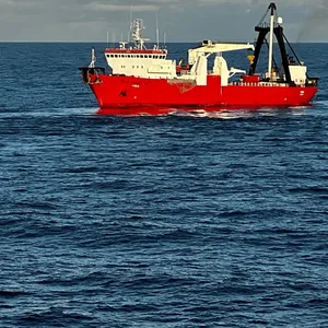 Schlepper "Wulf9" und dem Taucherschiff "Vina", sind im Wrackgebiet der gesunkenen «Verity» südwestlich von Helgoland.