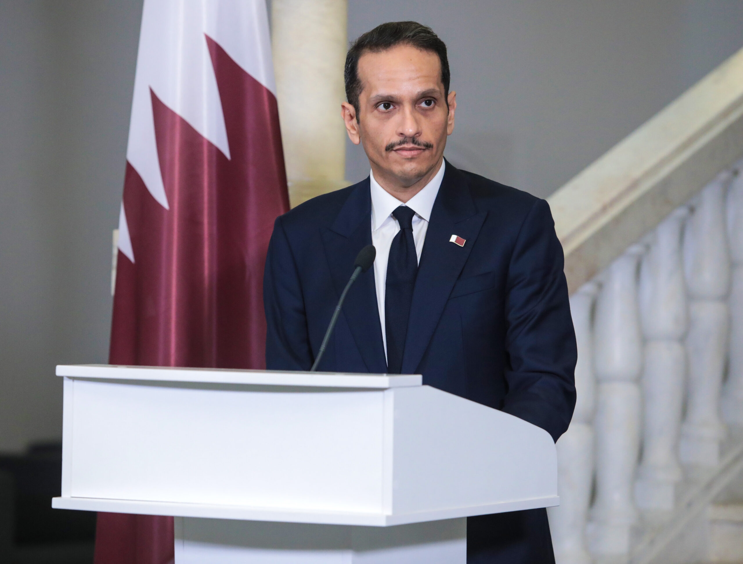 Der Premierminister und Außenminister des Staates Katar, Scheich Mohammed bin Abdulrahman bin Jassim Al Thani.