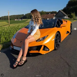 Screenshot eines Instagram-Fotos: Die verurteilte Influcencerin sitzt auf der Motorhaube eines Lamborghini.