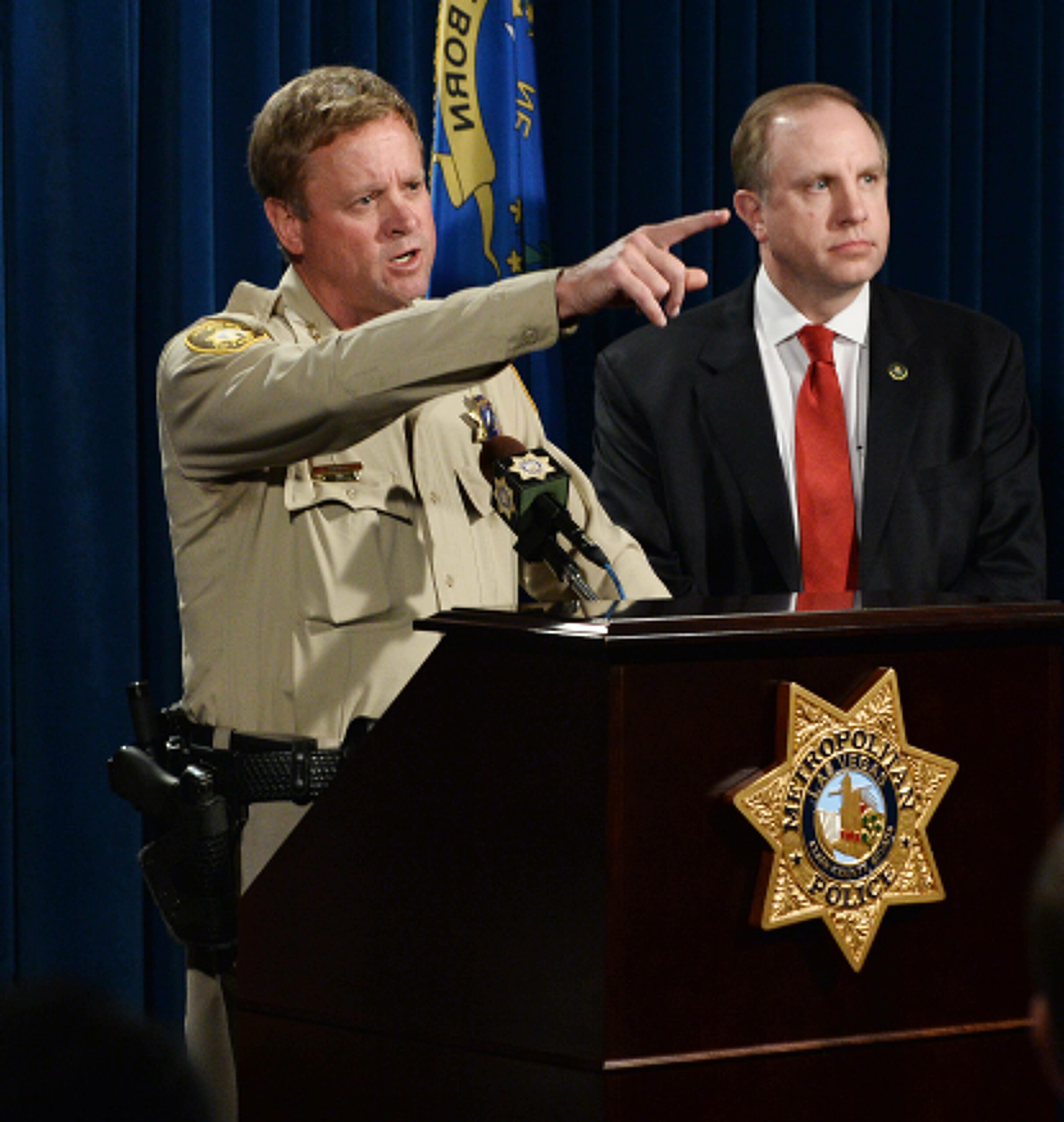 Kevin McMahill, der Sheriff von Las Vegas, bei einer Pressekonferenz