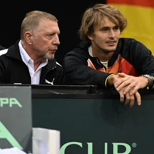Boris Becker und Alexander Zverev bei der Davis Cup Qualifikation