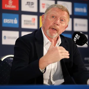 Boris Becker auf der Pressekonferenz