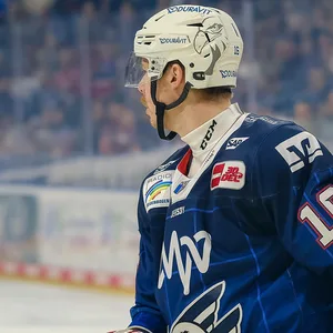 Halsschutz von Max Gildon bei Adler Mannheim vs. Straubing Tigers