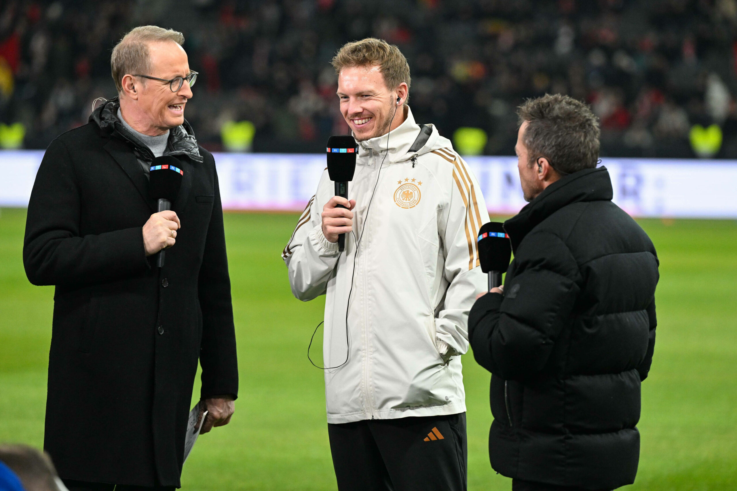 Lothar Matthäus und Julian Nagelsmann im Gespräch bei RTL vor dem Länderspiel.