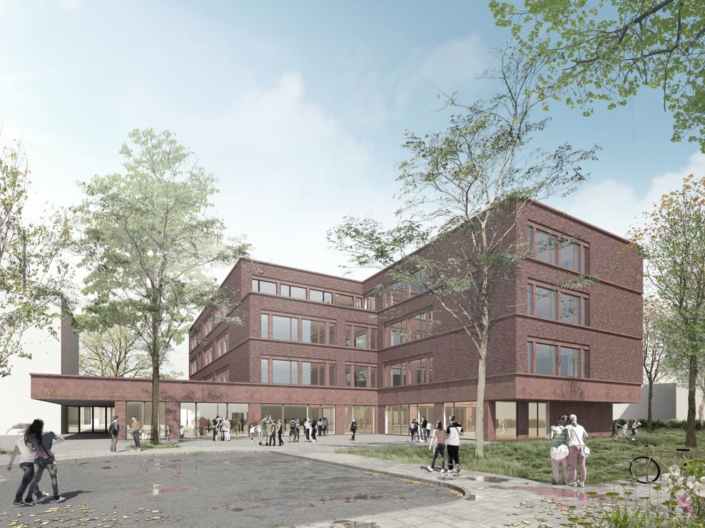 Der Neubau am Matthias-Claudius-Gymnasium in Wandsbek wird künftig 32 Klassenräume haben.