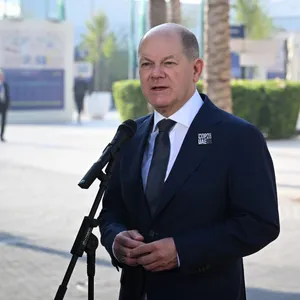 Bundeskanzler Olaf Scholz (SPD) bei der Weltklimakonferenz der Vereinten Nationen in Dubai
