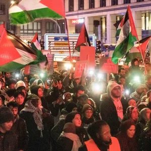 Teilnehmer einer propalästinensischen Demonstration ziehen durch die Innenstadt in Hamburg. (Symbolbild)