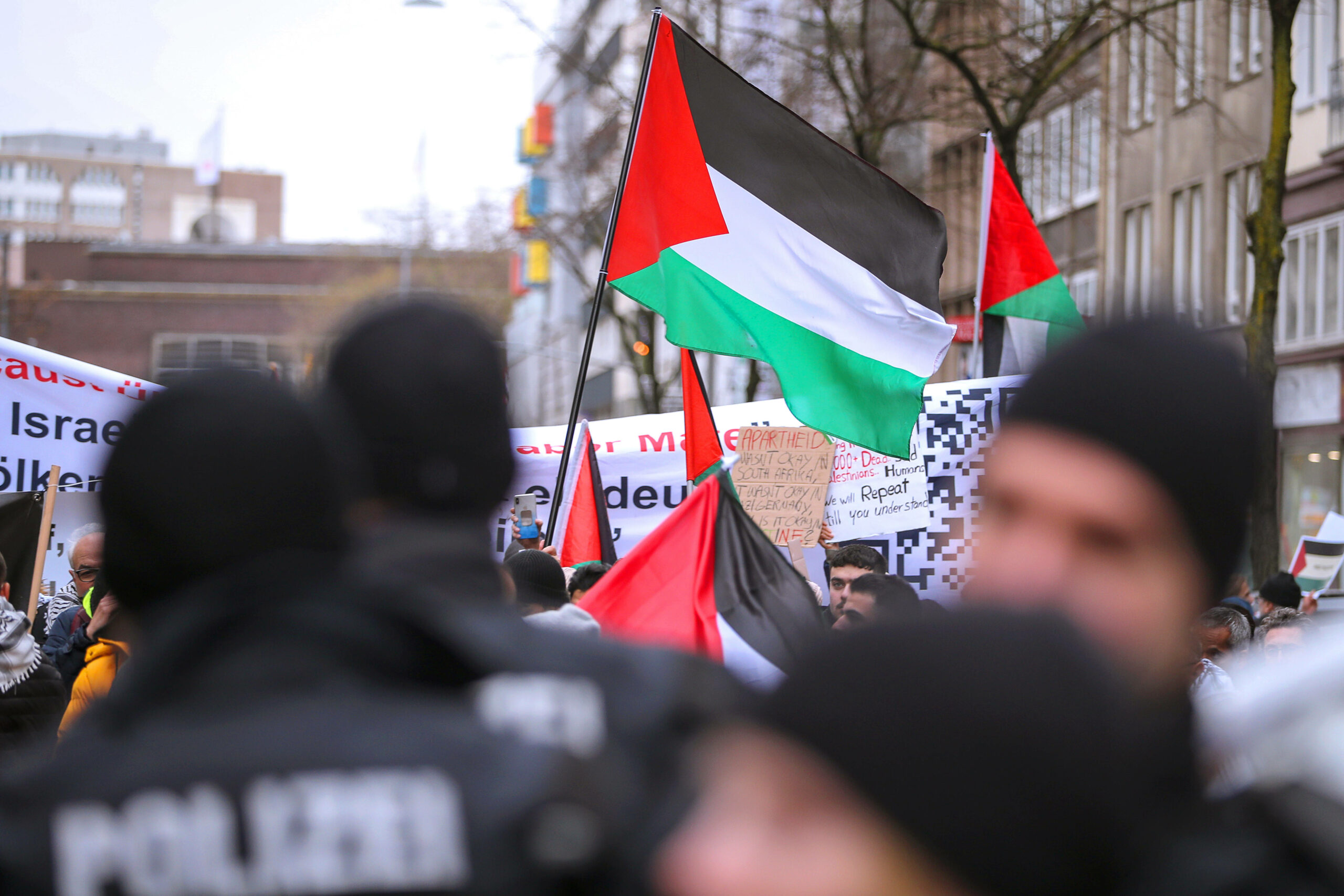 Szene einer pro-palästinensischen Demonstration.