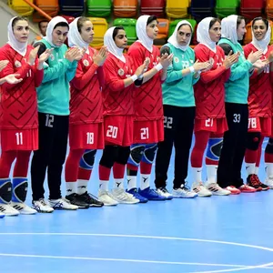 Iranischen Handballerinnen mit Kopftuch