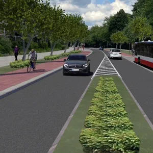 So sollte die Verkehrsachse einmal aussehen: Autos haben nur noch eine Fahrspur pro Richtung.