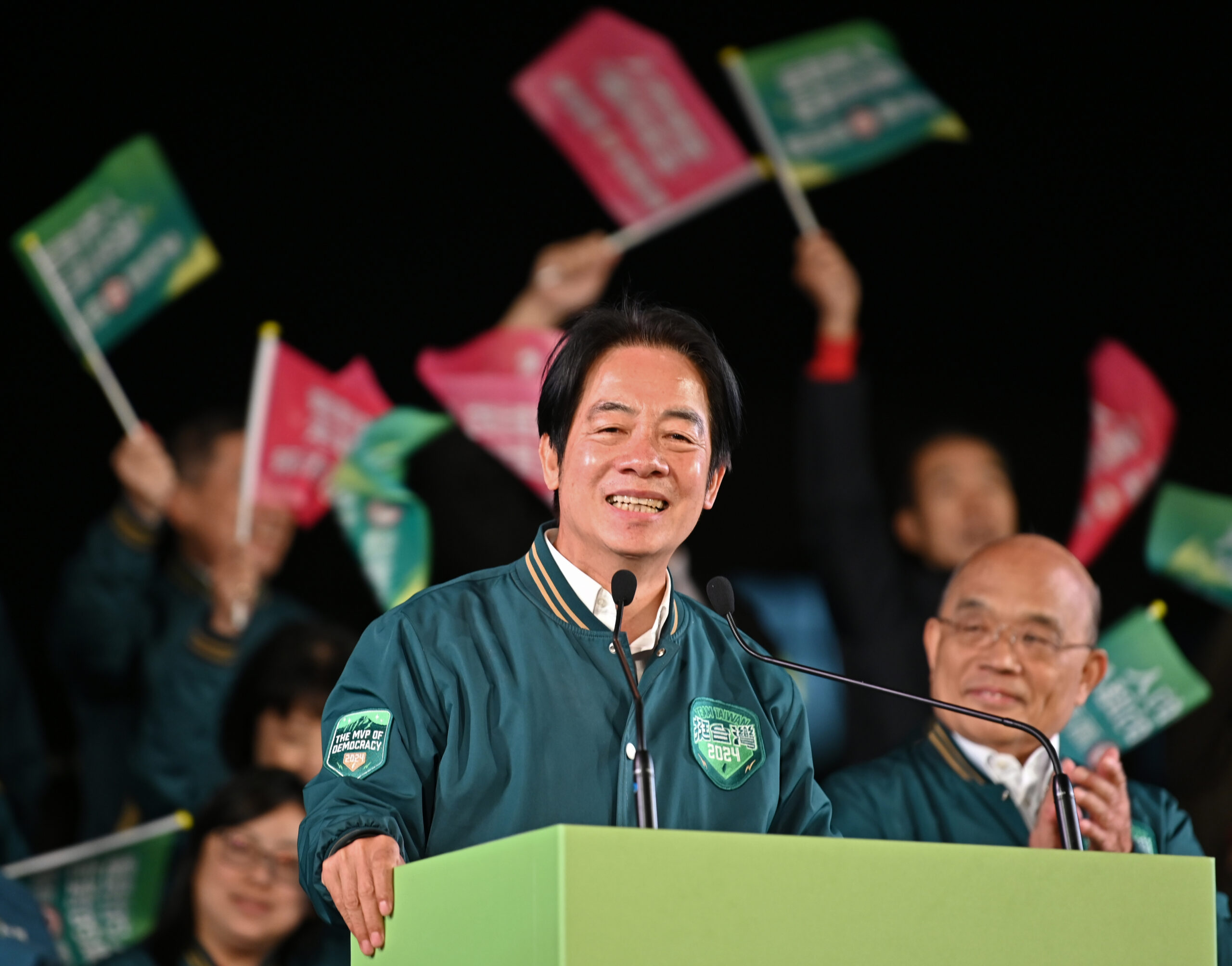 Der Präsidentschaftskandidat der Demokratischen Fortschrittspartei (DPP), William Lai, hält vor den Wahlen eine Rede.