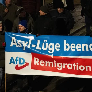Bei einer AfD-Demo wird „Remigration“ gefordert. Das Wort wurde nun zum „Unwort des Jahres“ gekürt.