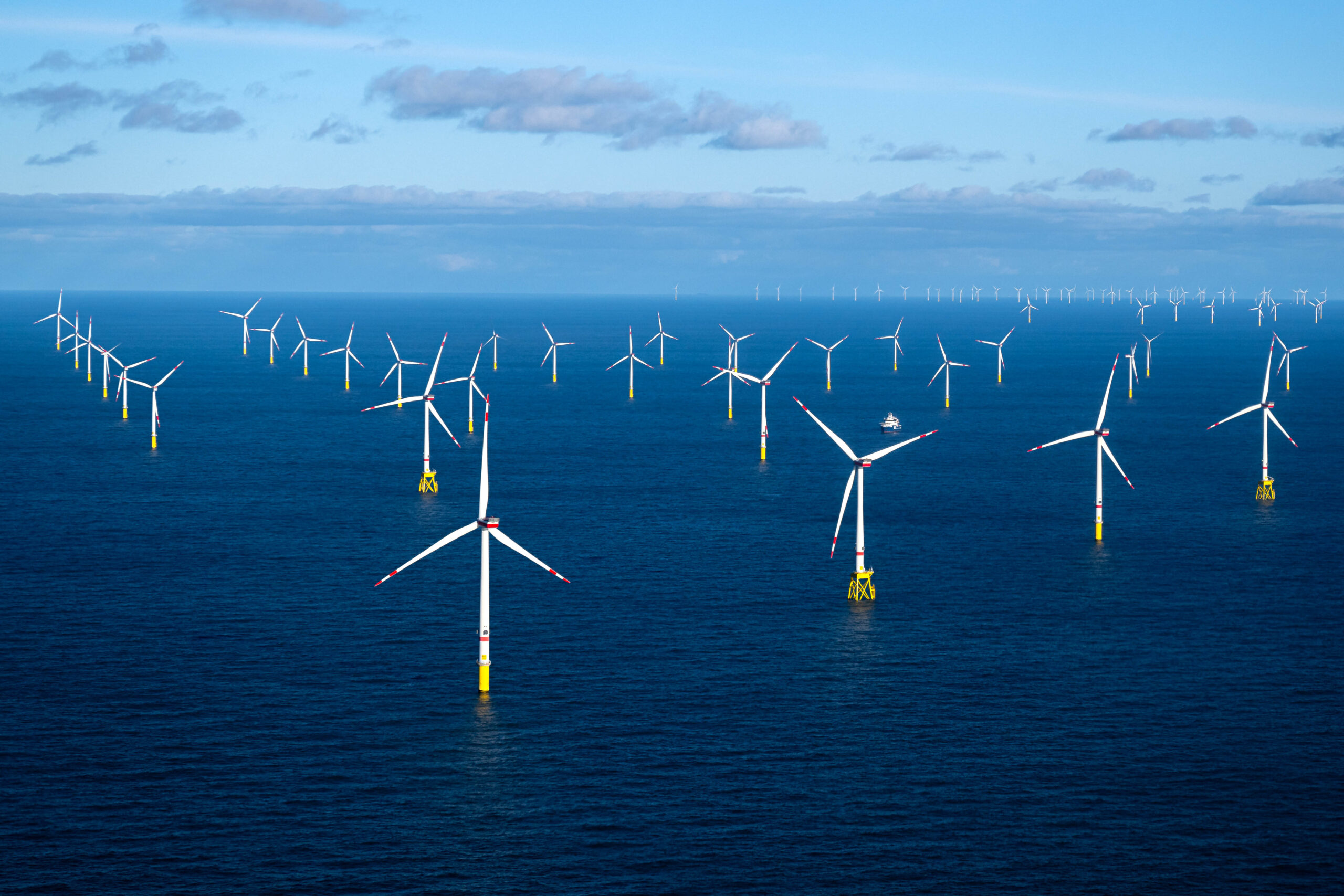 Ein Offshore-Windpark in der Nordsee von oben (Symbolbild)