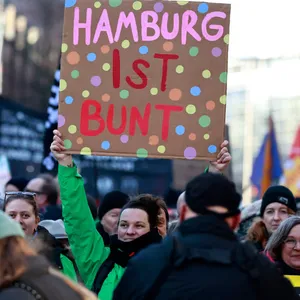 Zehntausende protestierten am Sonntag in Hamburg gegen die AfD.