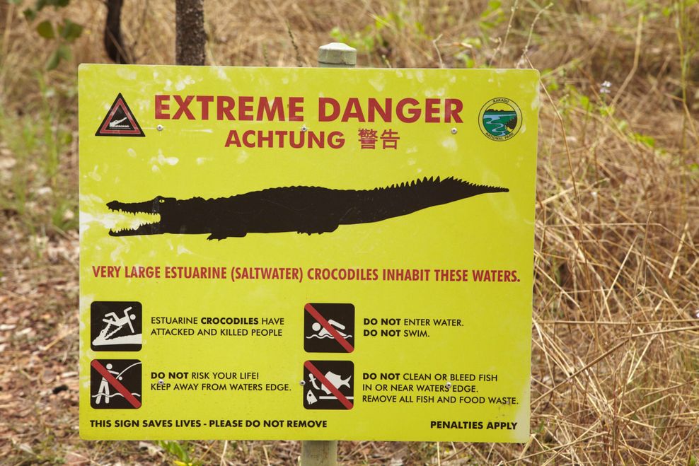 Warnschild im Kakadu-Nationalpark