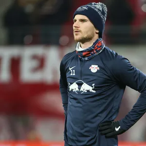 Timo Werner beim Aufwärmen vor einem Bundesliga-Spiel