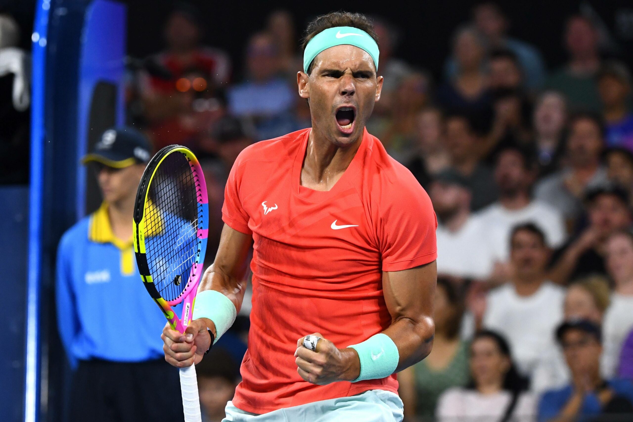 Rafael Nadal jubelt über seinen Sieg in Brisbane.