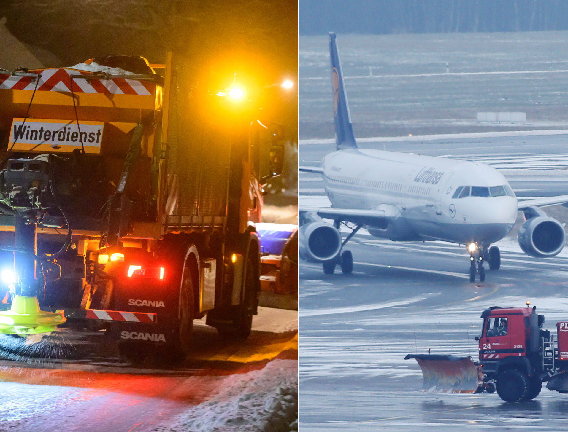 Der Winterdienst in Hamburg ist erneut im Volleinsatz – am Flughafen fallen Flüge von und nach Frankfurt und München aus.