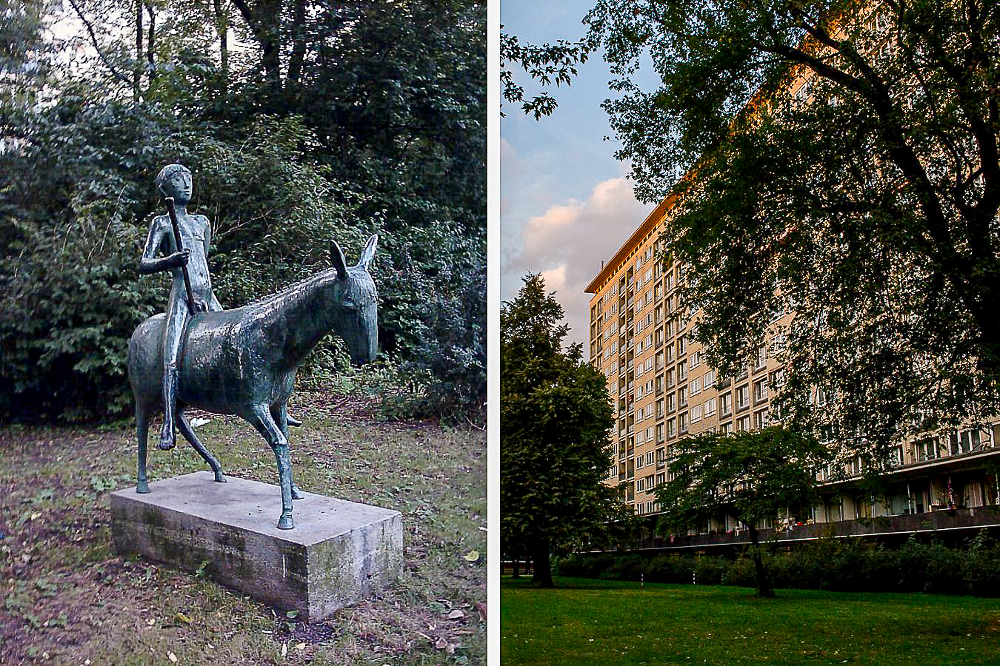Die Statue „Eselreiter“ steht seit den 1950er-Jahren im Grindelpark.