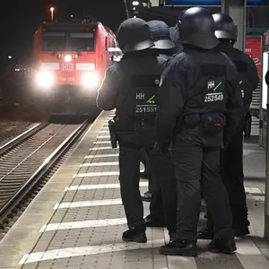 Bundespolizisten im Einsatz auf einem Bahnsteig (Symbolbild).