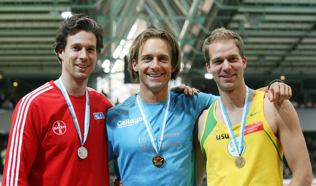 v.l. Danny Ecker, Tim Lobinger und Fabian Schulze nach der deutschen Meisterschaft 2018.