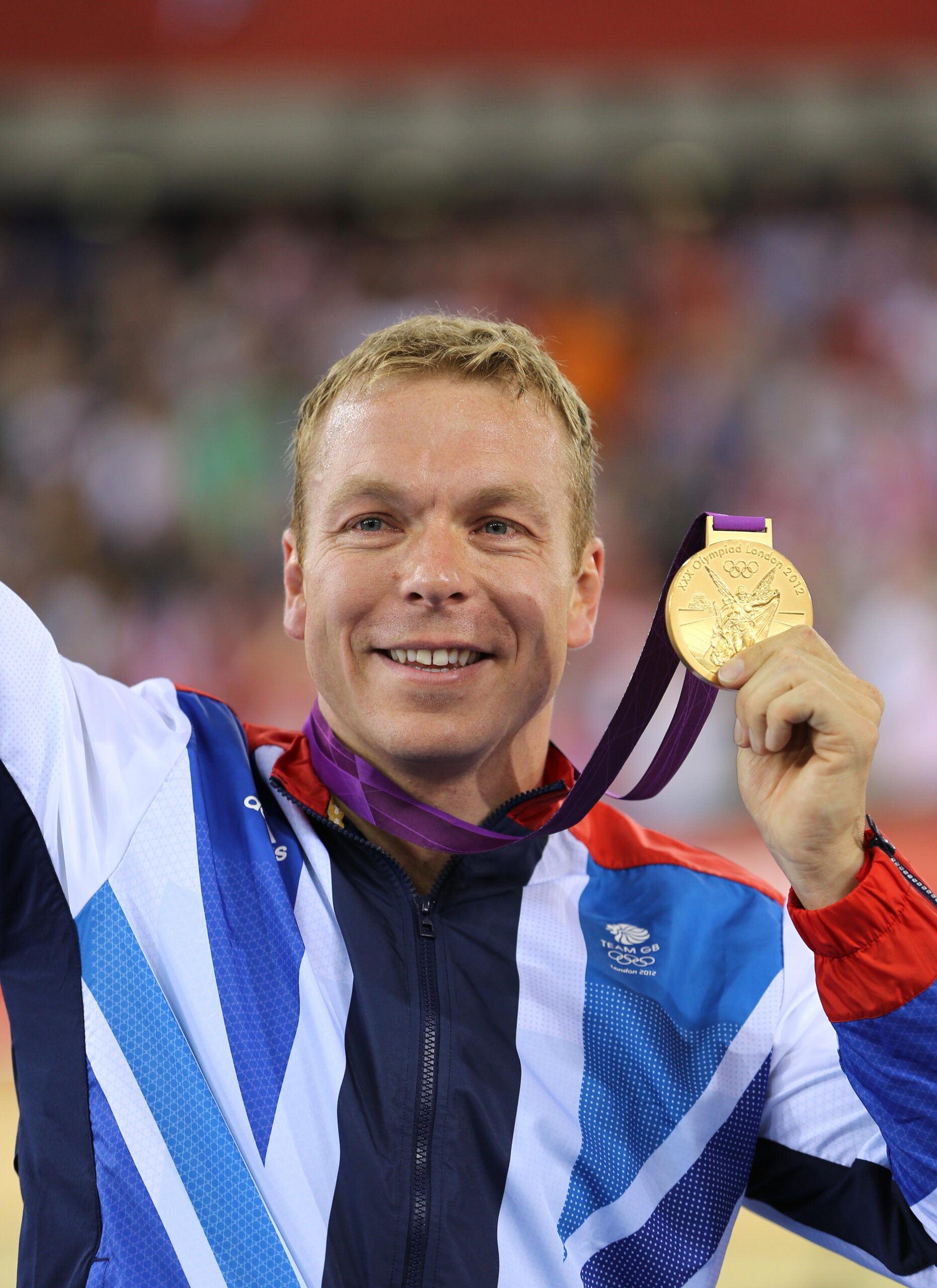 Chris Hoy mit der Olympischen Goldmedaille