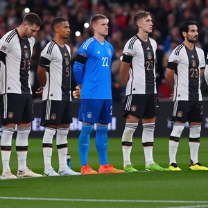 Deutsche Fußballnationalmannschaft vor dem Anpfiff