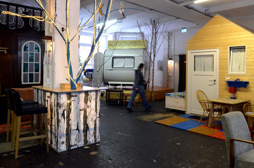 Der Indoor-Campingplatz „Hüttenpalast“ in Berlin.