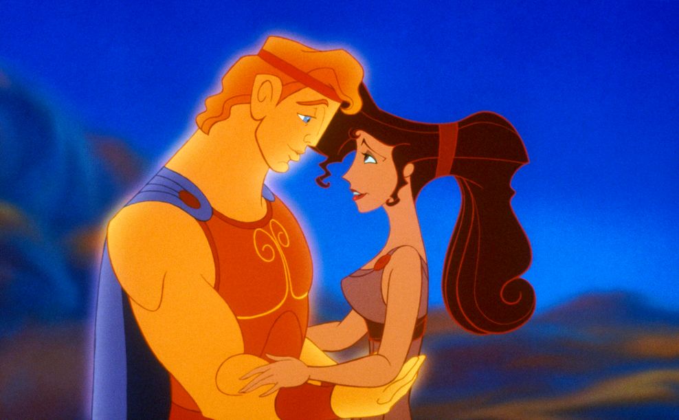 Zeichentrick, links Hercules, in seinen Armen Meg