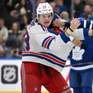 Matt Hempe prügelt sich auf dem Eis mit seinem Gegner Ryan Reaves