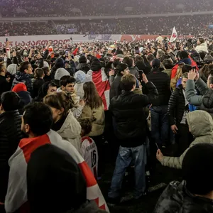 Georgische Fans haben den Platz gestürmt