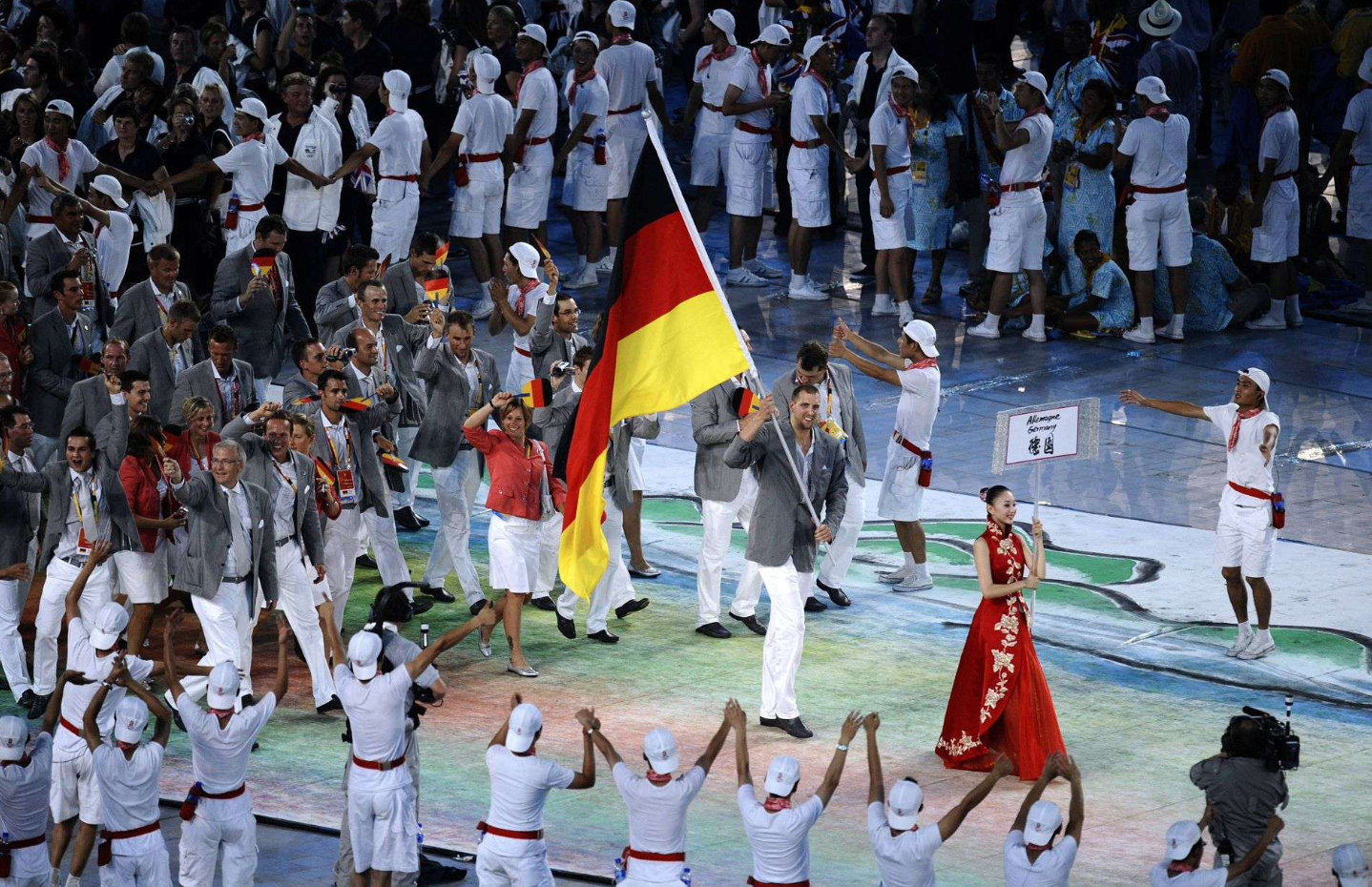 Das Deutsche Olympia-Team bei der Einlaufparade.