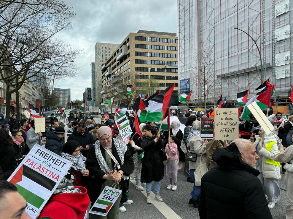 Pro-Palästina-Demo in Hamburg: Teilnehmer werfen Israel „Genozid“ vor