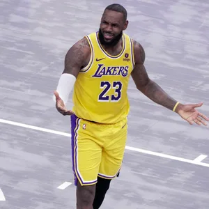 Lebron James ärgert sich über eine Entscheidung der Schiedsrichter.