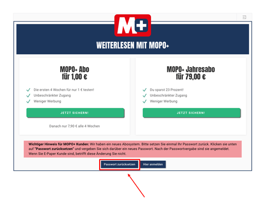 Passwort zurücksetzen