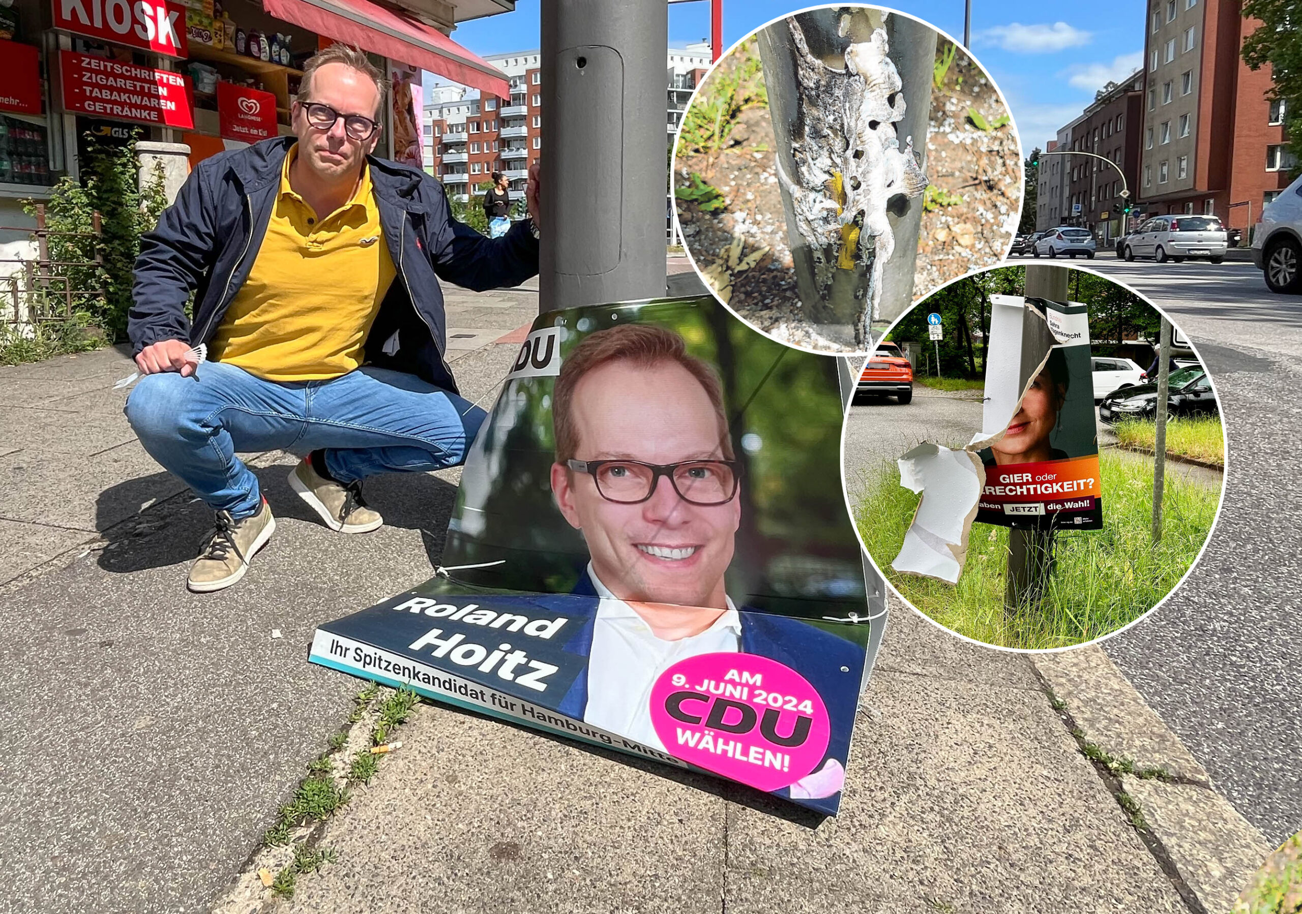 Die ganze Stadt ist übersät mit beschmierten und zerstörten Plakaten. Roland Hoitz (44) ist Parlamentarischer Geschäftsführer der CDU in Mitte und hat das so noch nicht erlebt.