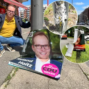 Die ganze Stadt ist übersät mit beschmierten und zerstörten Plakaten. Roland Hoitz (44) ist Parlamentarischer Geschäftsführer der CDU in Mitte und hat das so noch nicht erlebt.