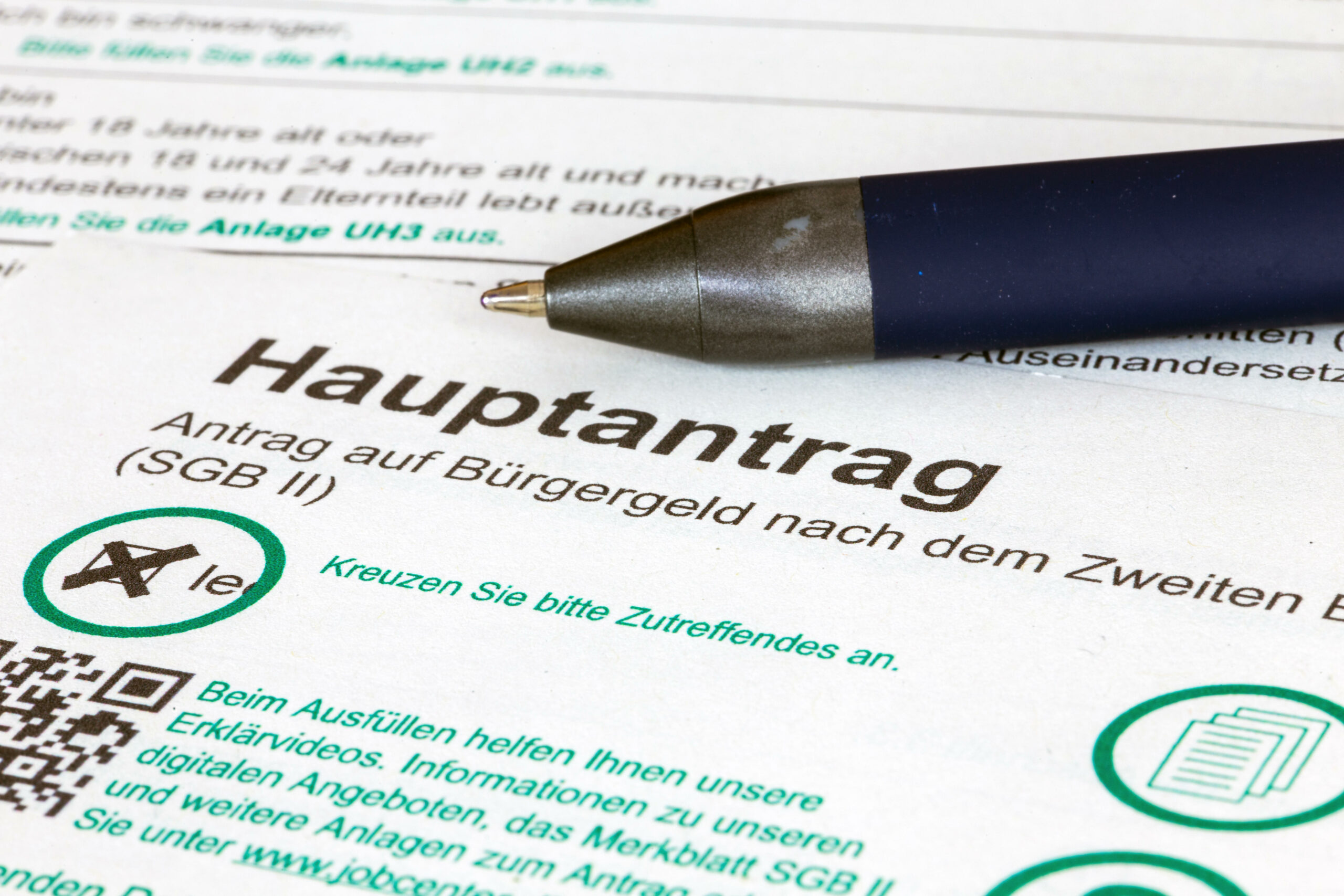 Nahaufnahme vom Bürgergeld-Formular der Bundesagentur für Arbeit