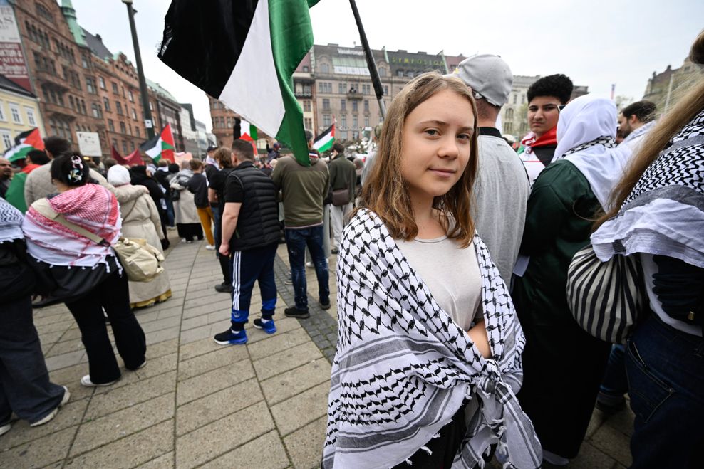 Greta Thunberg bei der Demo gegen den israelischen Beitrag in Malmö