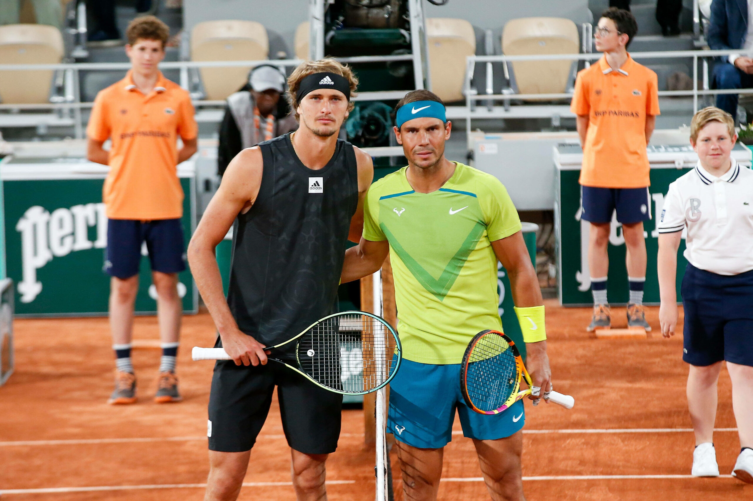 Alexander Zverev und Rafael Nadal bei dem French Open 2022