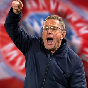 Ralf Rangnick vor Bayern-Logo