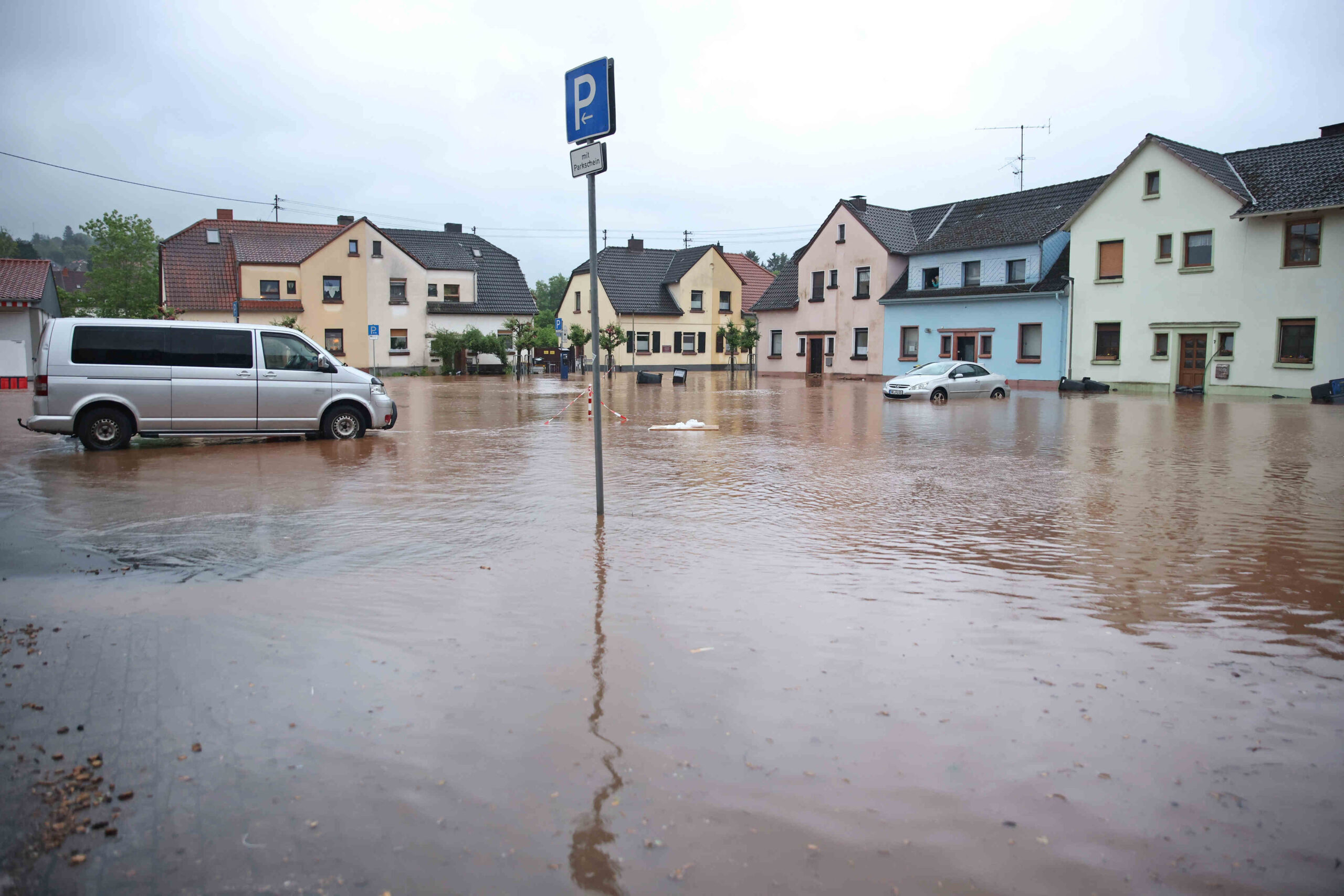 Aufgrund des Hochwassers der Blies in Ottweiler wurde die historische Altstadt geflutet.