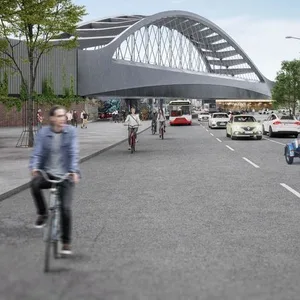 Eine Visualisierung der neuen Sternbrücke von der Max-Brauer-Allee aus gesehen.