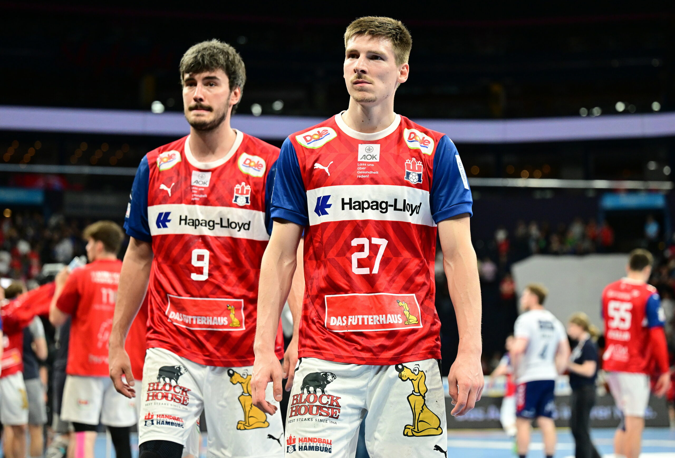 Hamburgs Handballer um Jacob Lassen und Thies Bergemann sind enttäuscht