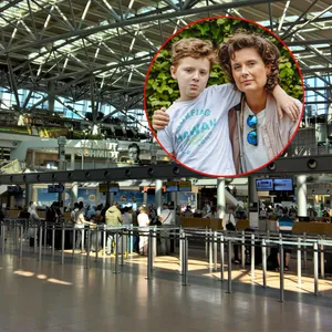 Wollten vom Flughafen Hamburg aus in den Urlaub fliegen: Christine Stoll (44) und ihr Sohn Sebastian (10).
